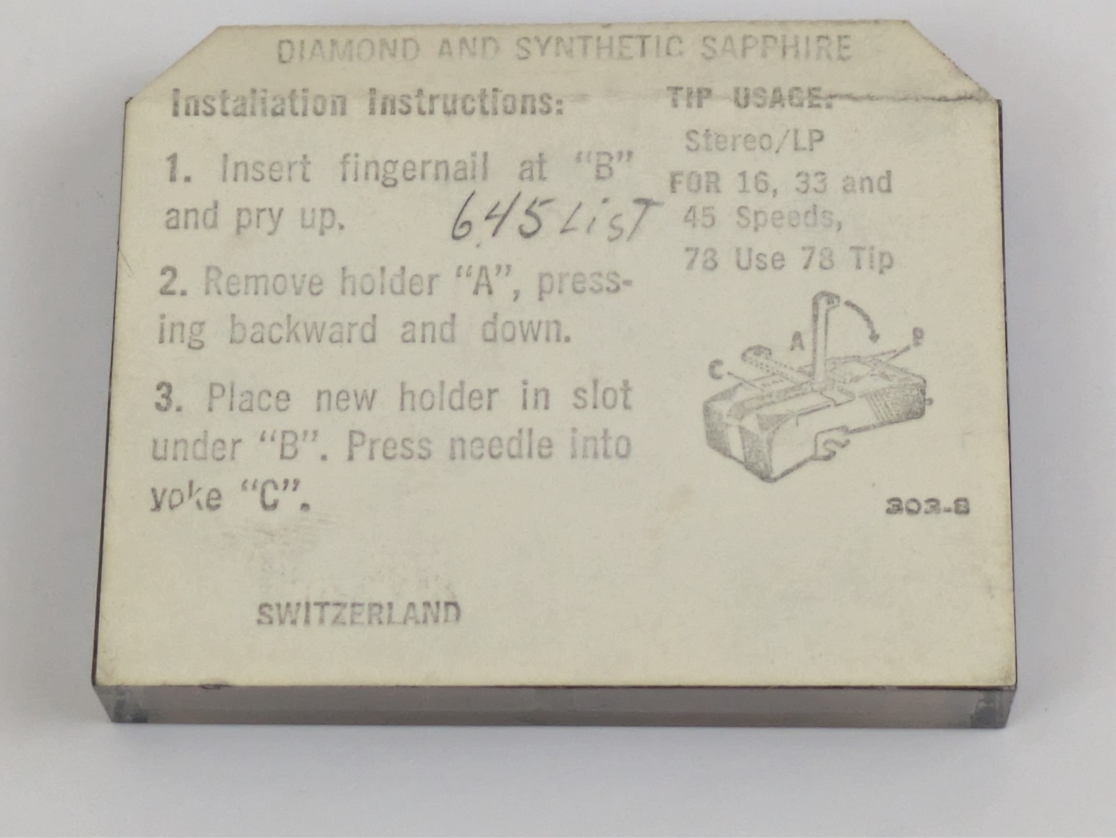 EVG 2555DS Diamond Needle Electro-Voice 78 LP Stylus N587sd DMSN-106 564SD 829D