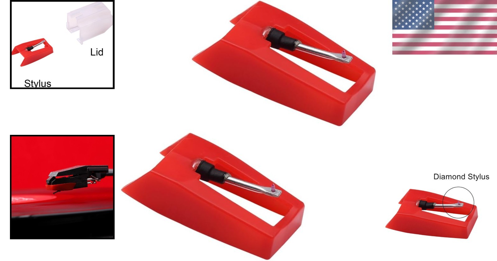 Turntable Replacement Needle Pack – Diamond Stylus, Fits 33/45/78 RPM Records