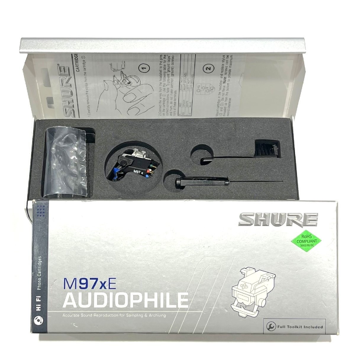 SHURE M97xE MM Phono Cartridge Audiophile w/ N97xE Stylus Box Manual Tested