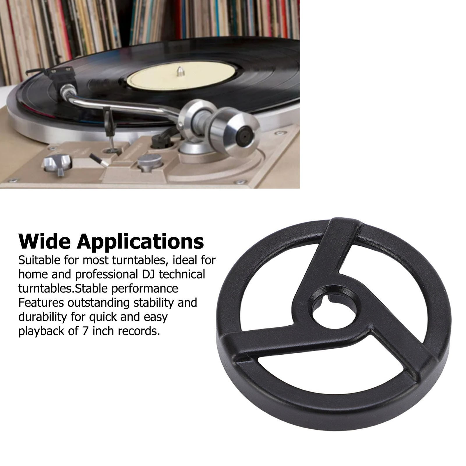 Record Adapter ABS 38mm Diameter 45RPM 7 Inch Record Dome Adapter For Most JXMC