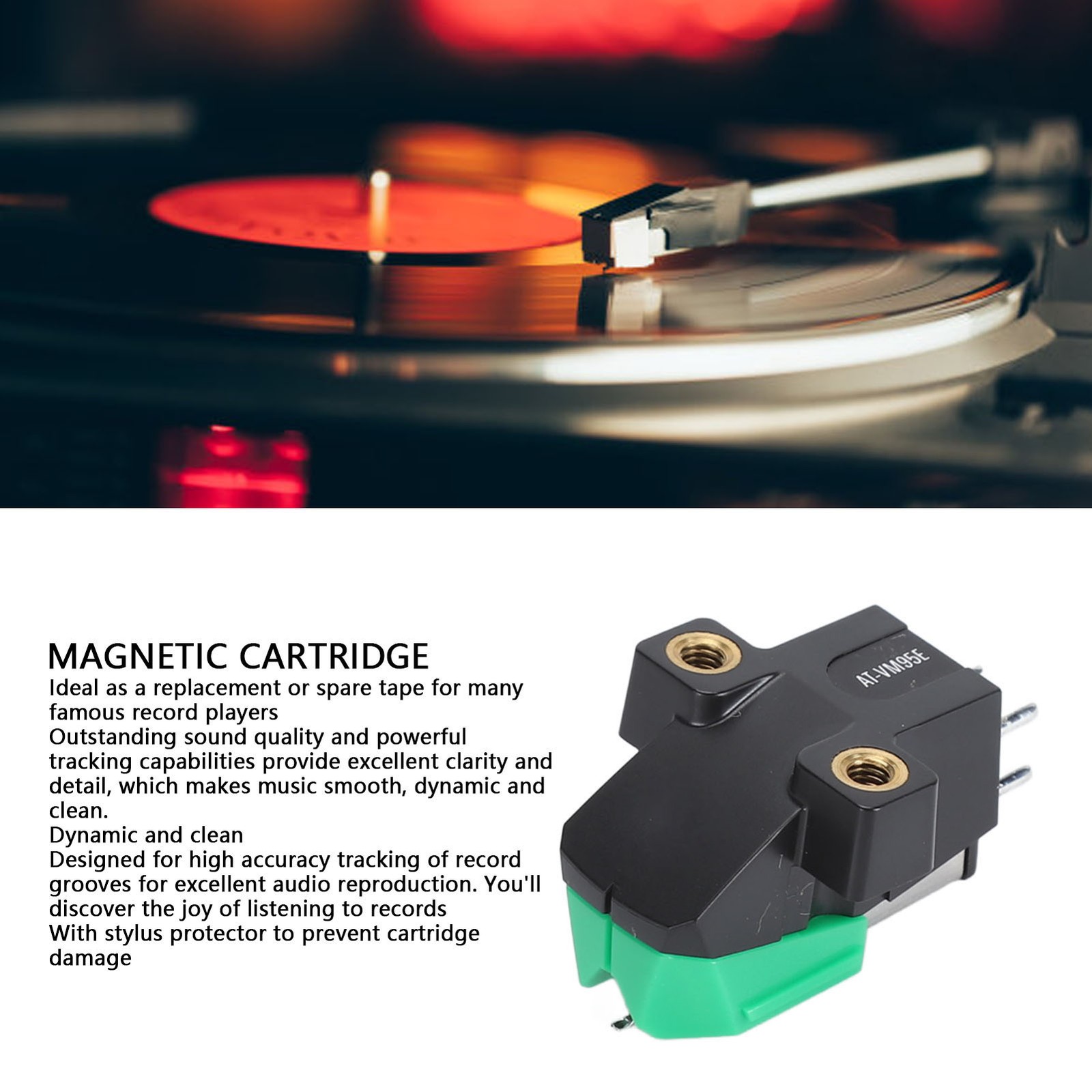 AT VM95E Dual Moving Magnet Turntable Cartridge High Performance For Music Lover