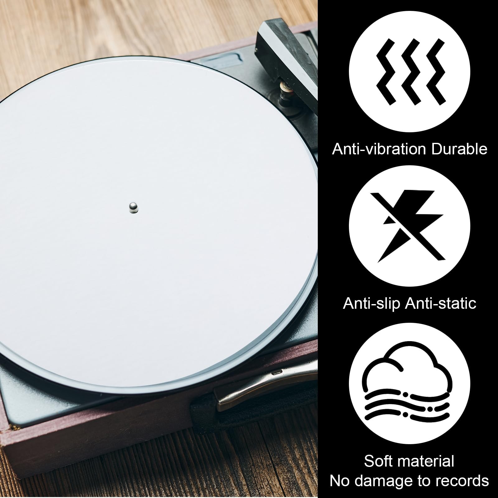 MBAIYO Record Player Mat, 2pcs Turntable Slipmat, 12Inch Felt Black and White