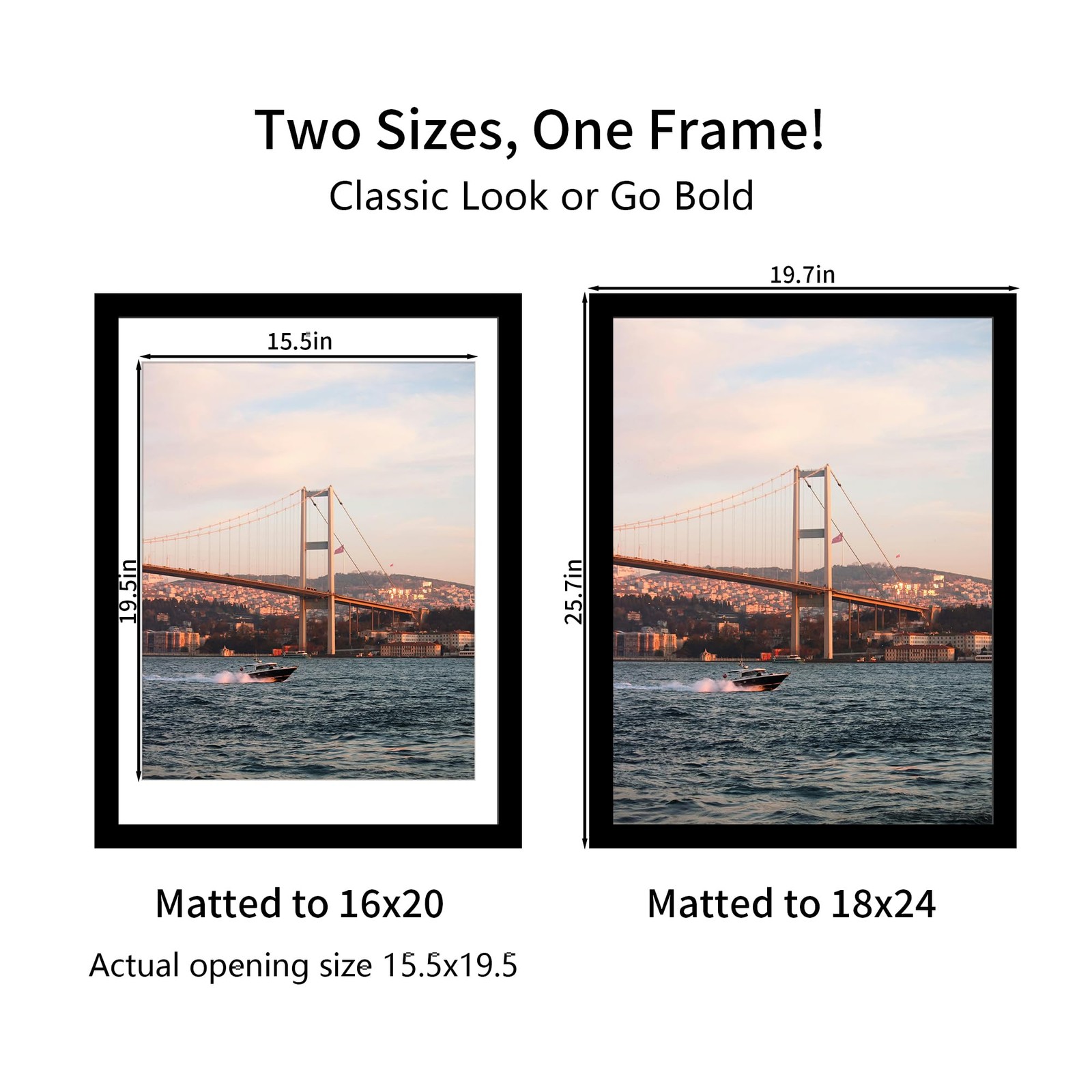 YESKAY 18×24 Picture Frame Black Set of 3, Display Pictures 18×24(3PK),