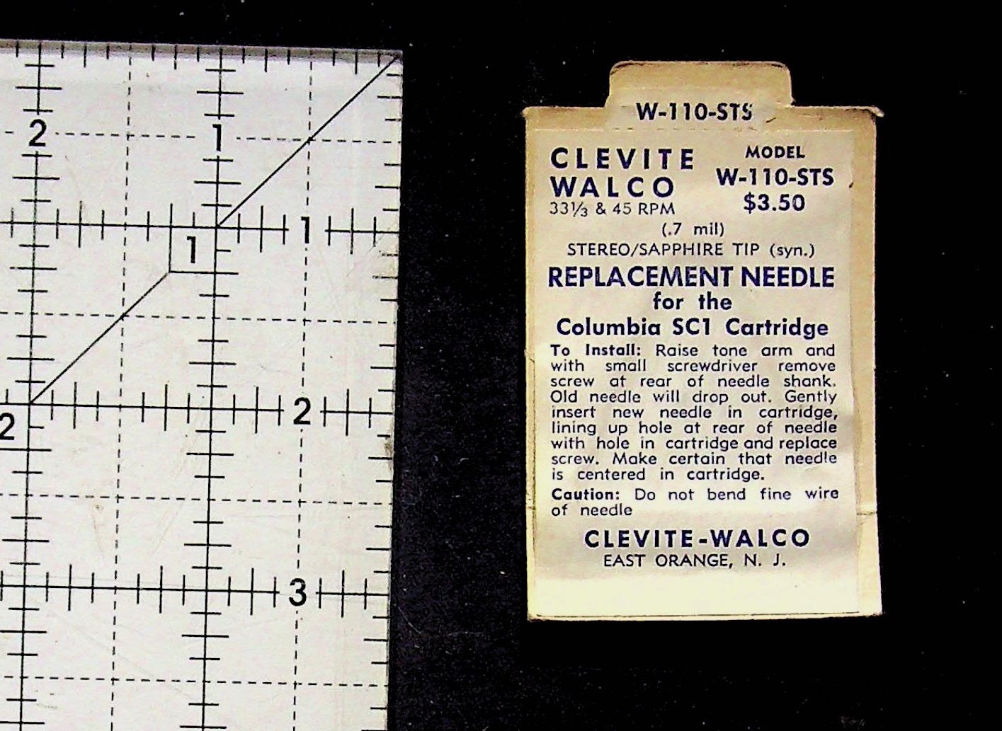 Walco Replacement Needle Columbia SC1 Cartridge W-110-STS NOS