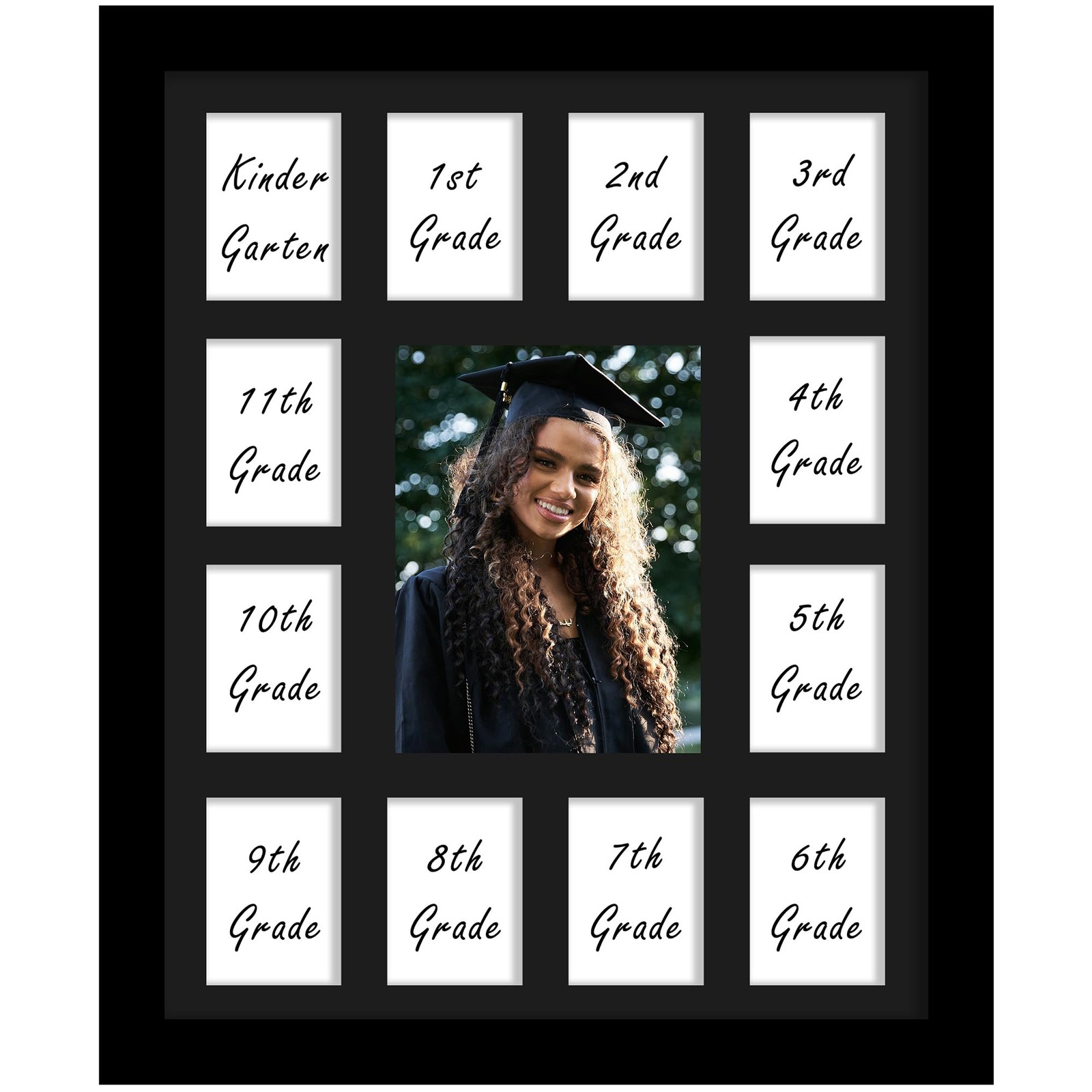 DUENPY 12×16 School Year Picture Frame K-12 Displays One 5×7 12×16, Black