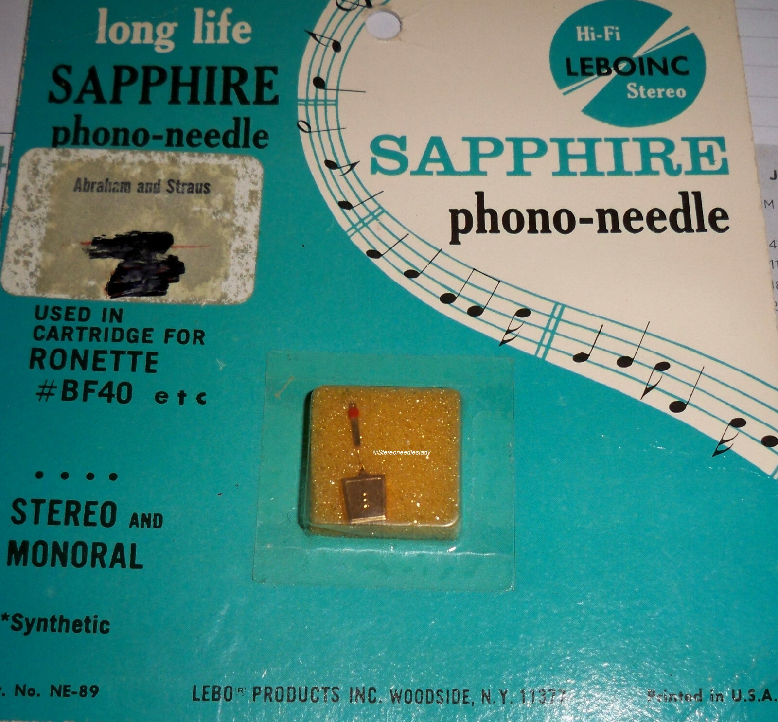 TURNTABLE STYLUS NEEDLE 702-S7 for BF40, Ronette DC04 122 222 702-S7