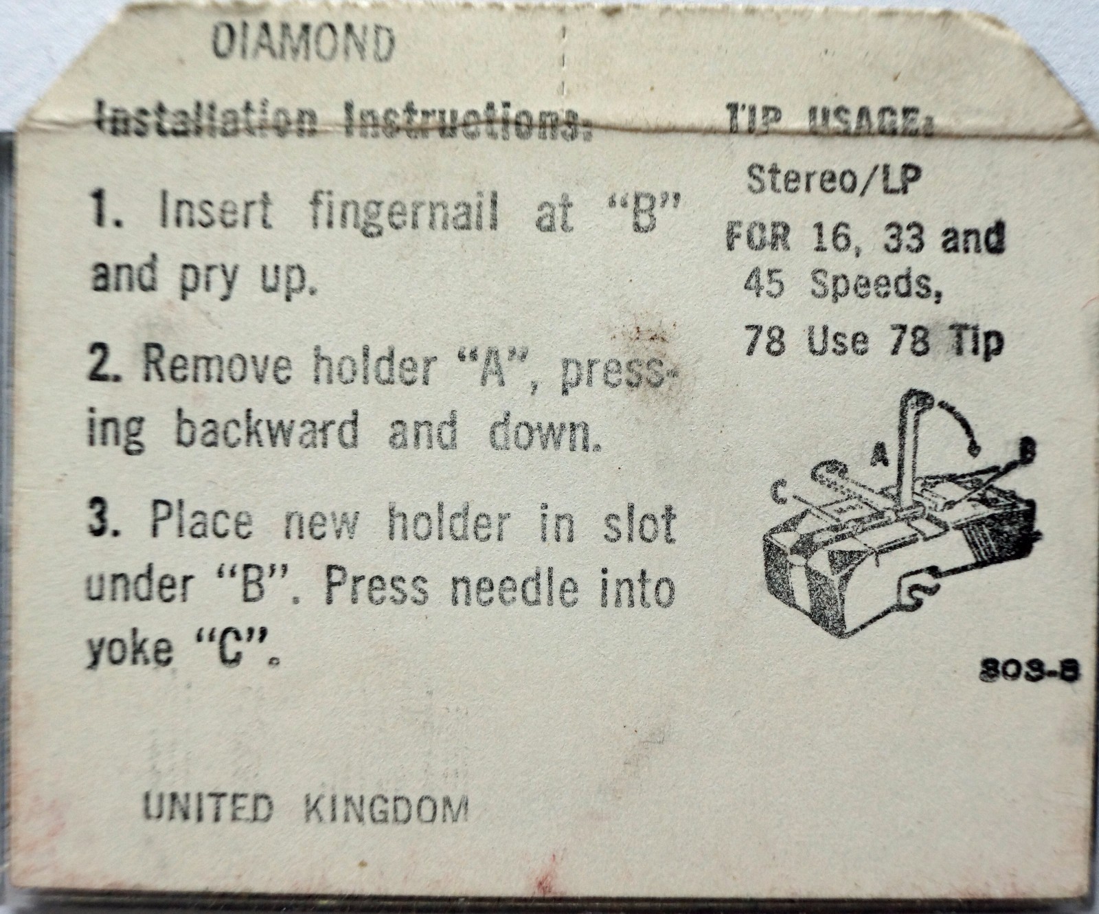 NOS Electro Voice EV 2127D Diamond Needle For Electro-Voice 5550 5205