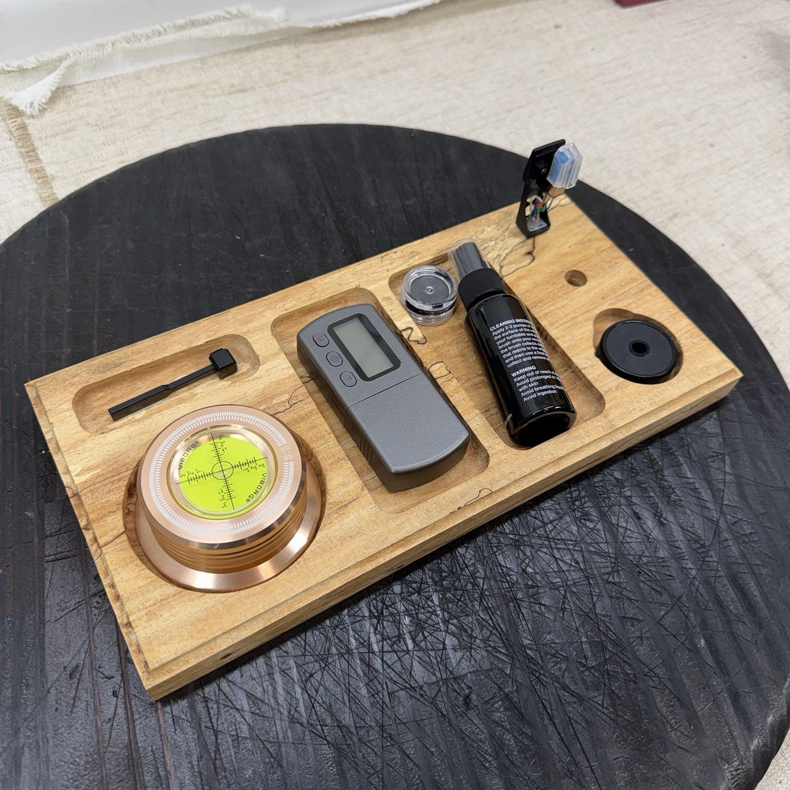 Turntable Accessory Tray Headshell Stand Spalted Maple Organizer Beautiful Read