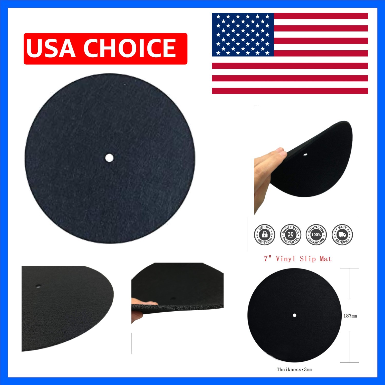 7 inch Turntable Mat, Slipmat for Vinyl LP Record Players High-Fidelity Audio…