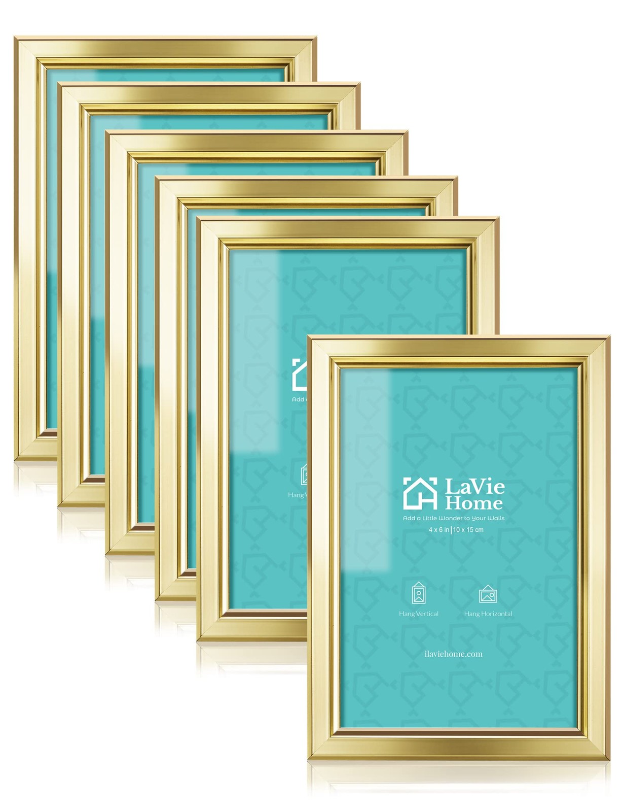 LaVie Home 4×6 Picture Frames (6 Pc, Gold) Simple Designed Photo 4×6, Gold