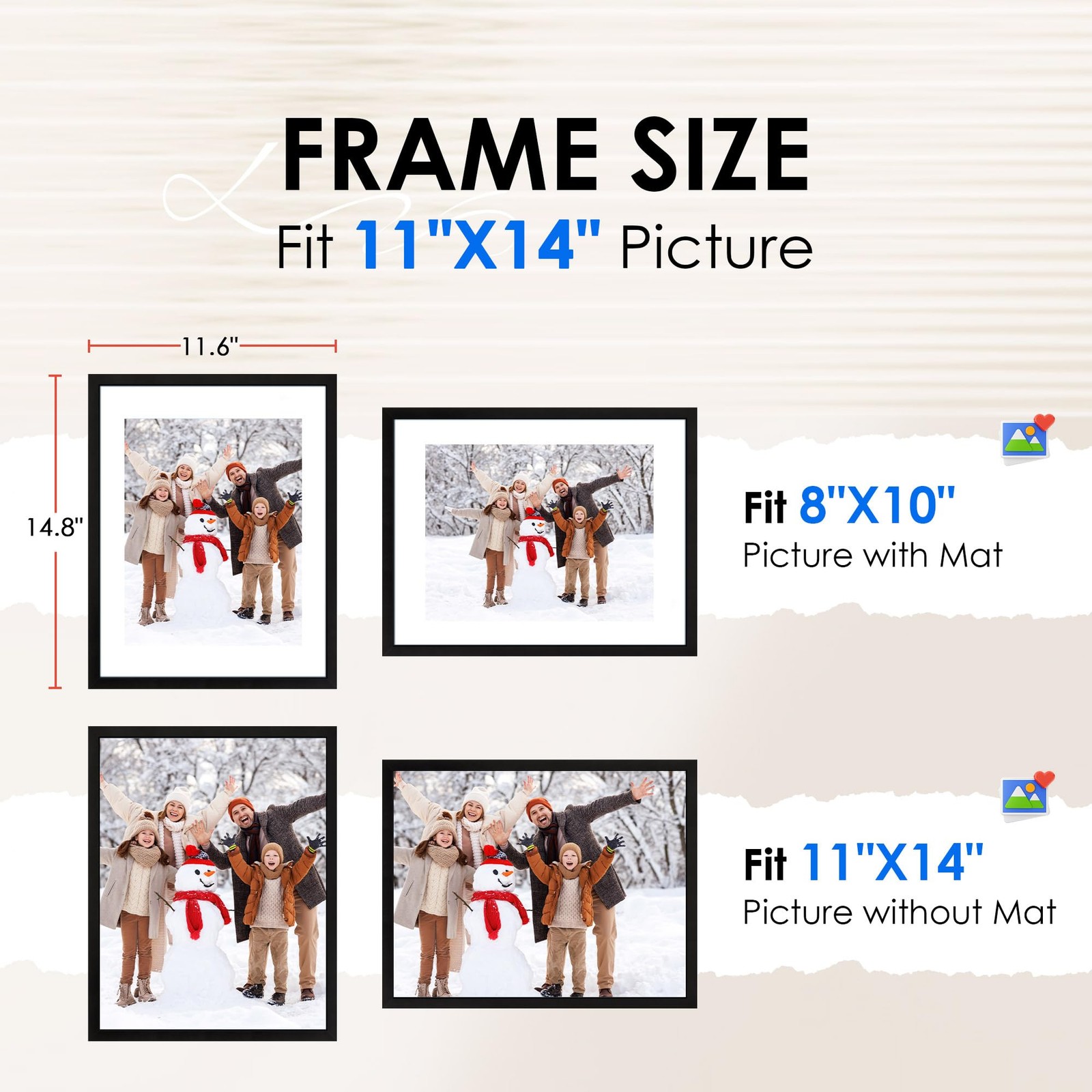 FIXSMITH 11×14 Picture Frame Bulk-6 Pack, Photo with HD 11″×14″, Black