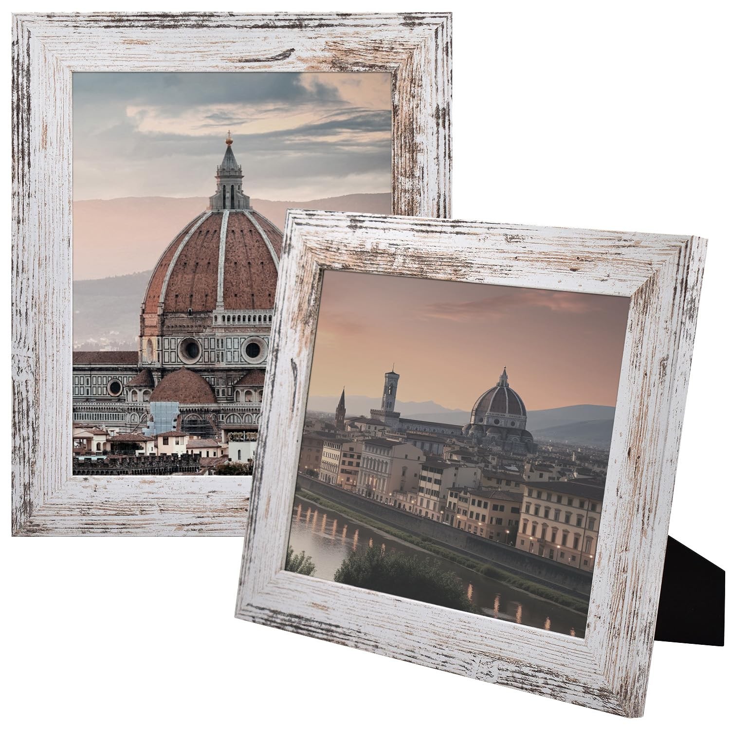 Golden State Art, 8×10 Picture Frame – Country Wood (2 Sets), White
