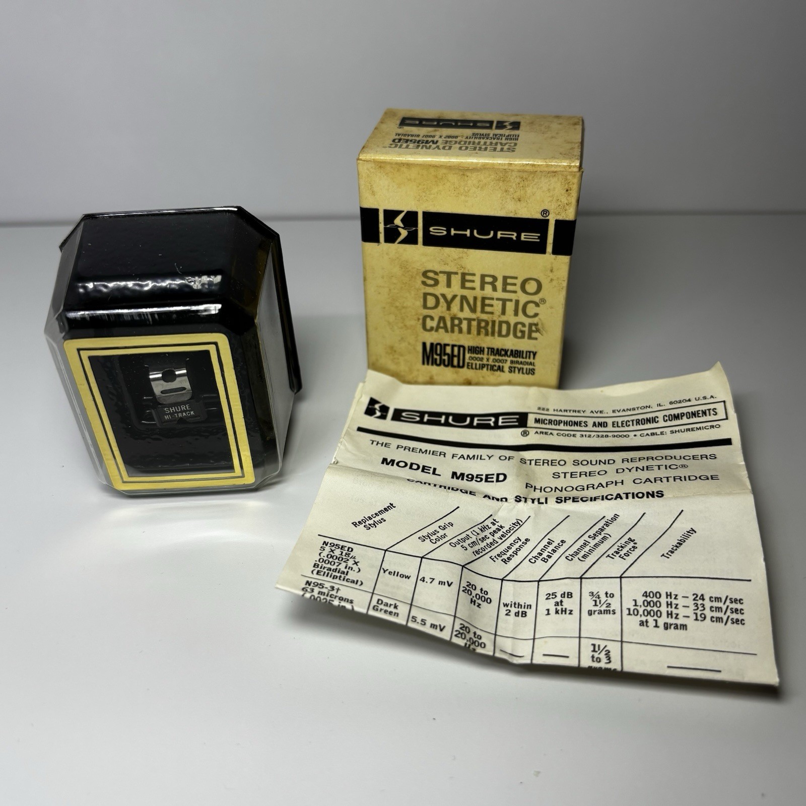 Shure Stereo Dynetic Cartridge M95ED High Trackability Elliptical Stylus NIB
