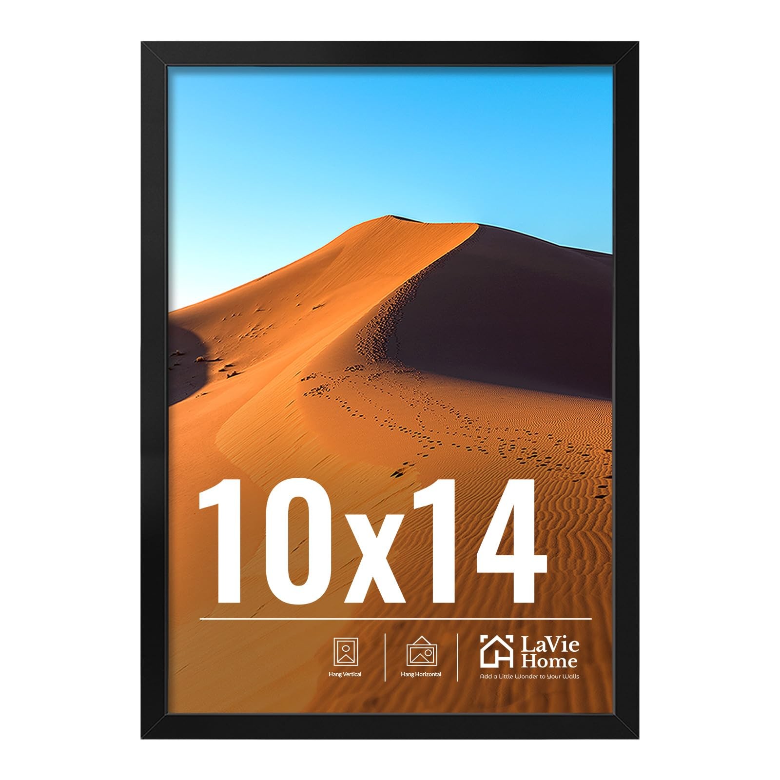 LaVie Home 10×14 Picture Frame for Wall Display, Black 10×14,