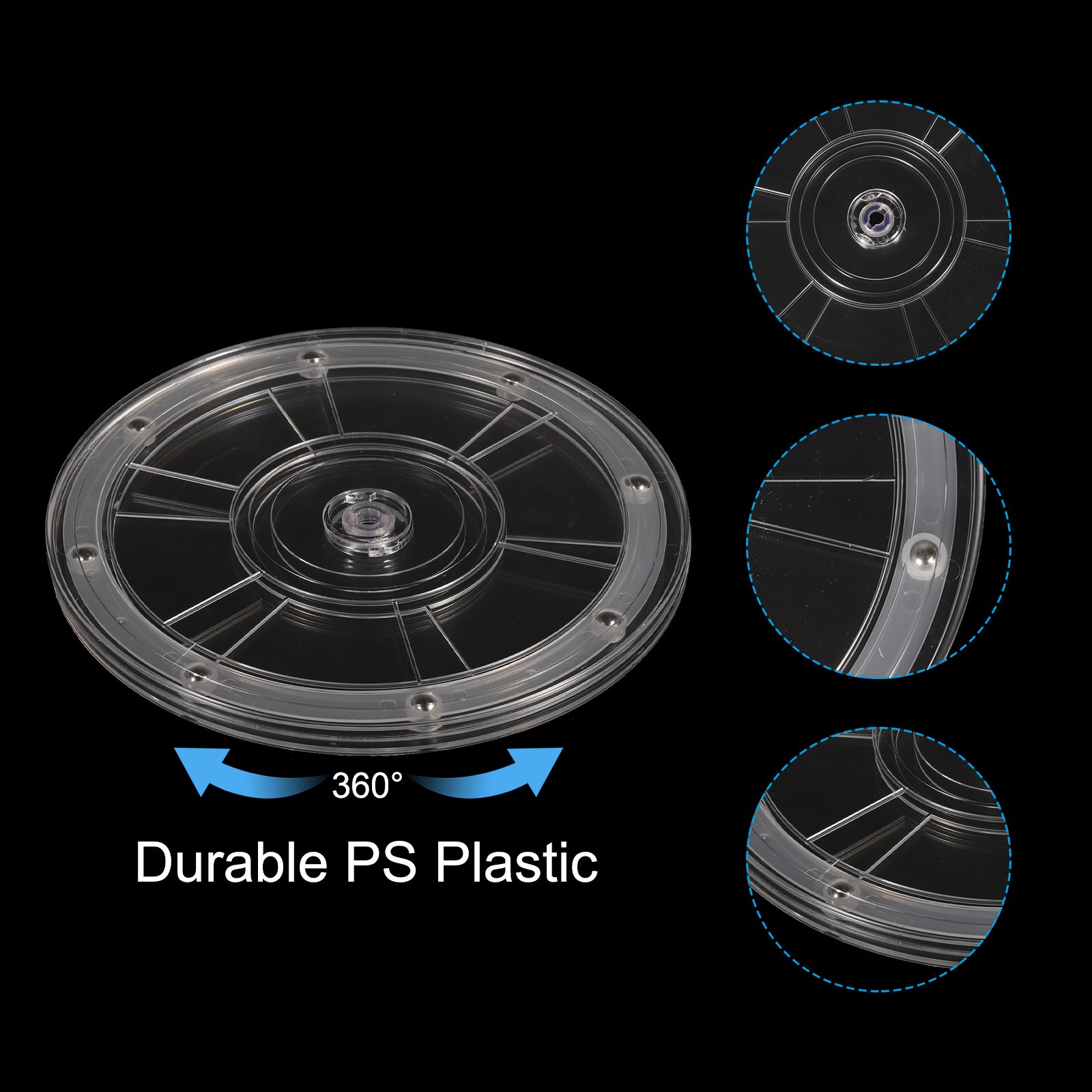8 Inch Rotating Swivel Stand Turntable with Steel Ball Bearings Clear