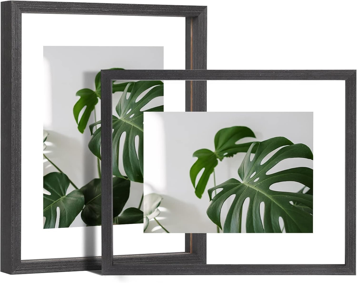 Egofine 8×10 Floating Frames Set of 2, Double Plexiglass 8×10, Faded Black