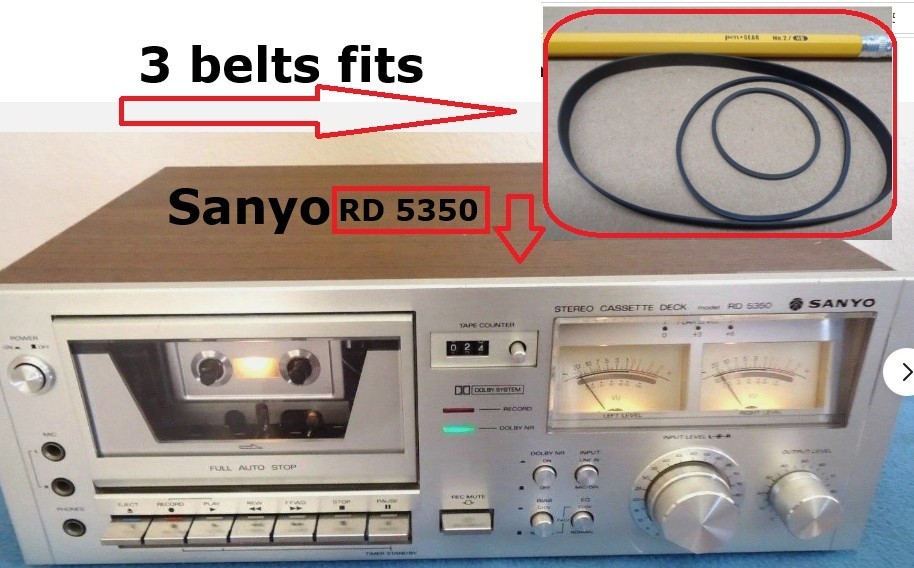 THREE BELTS FITS SANYO RD-5350 CASSETTE DECK (3 BELTS) NICE n NEW!!