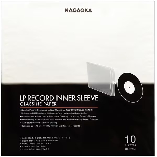 NAGAOKA GRS-LP10 LP Vinyl Record Inner Sleeves Glassine Paper 10 Sleeves