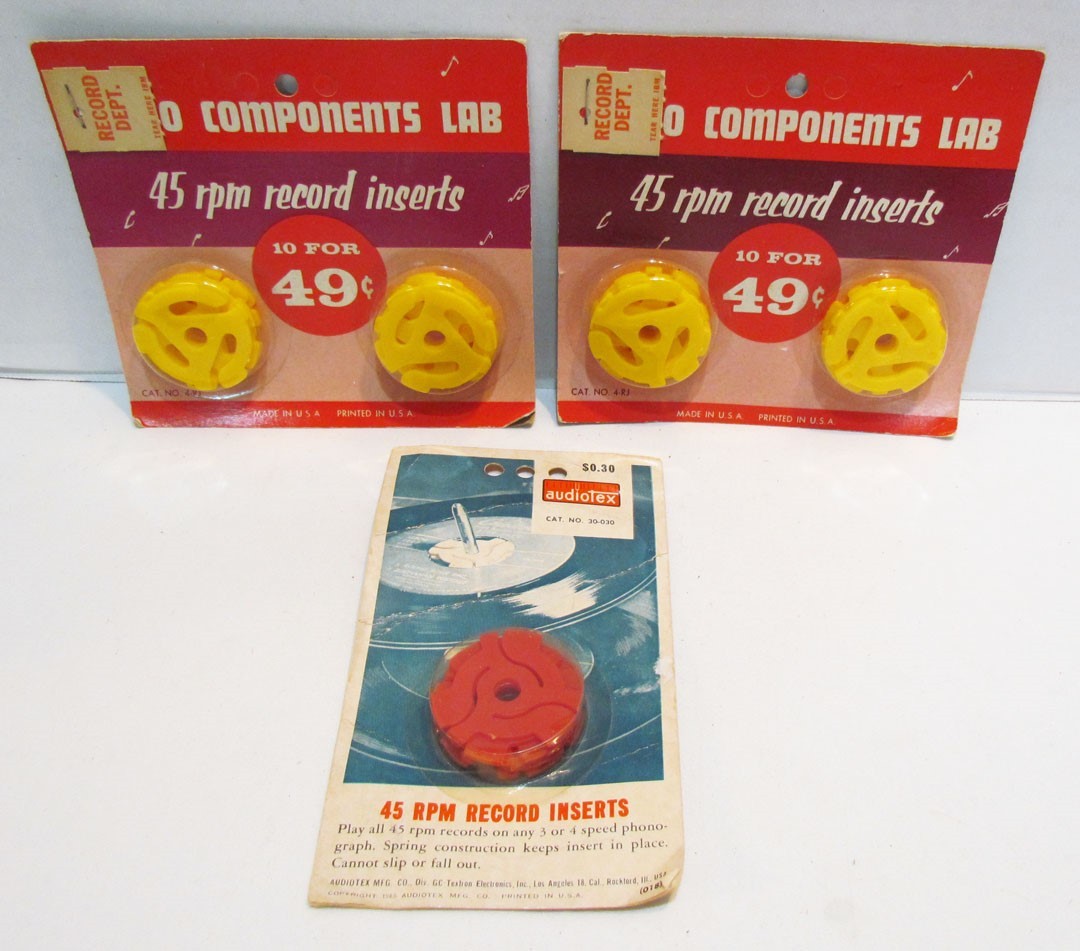45 RPM RECORD INSERTS ADAPTERS 3 VINTAGE SEALED PACKS AUDIO COMPONENTS LAB