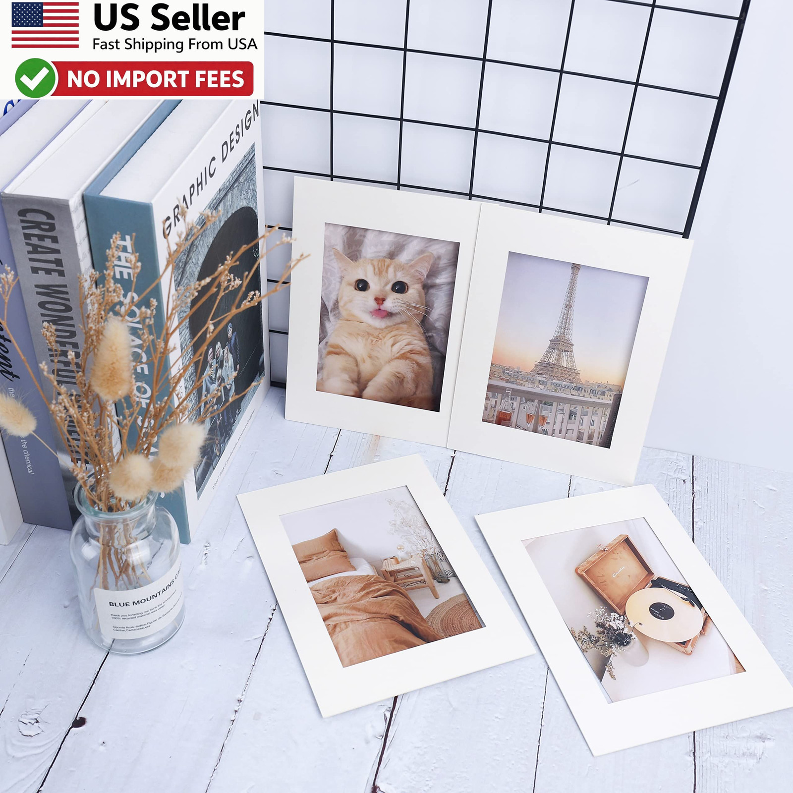 Prudiut 15 Pack 5×7 White Picture Mats Bevel Cut for 4×6 Photos Art Kit FROM USA