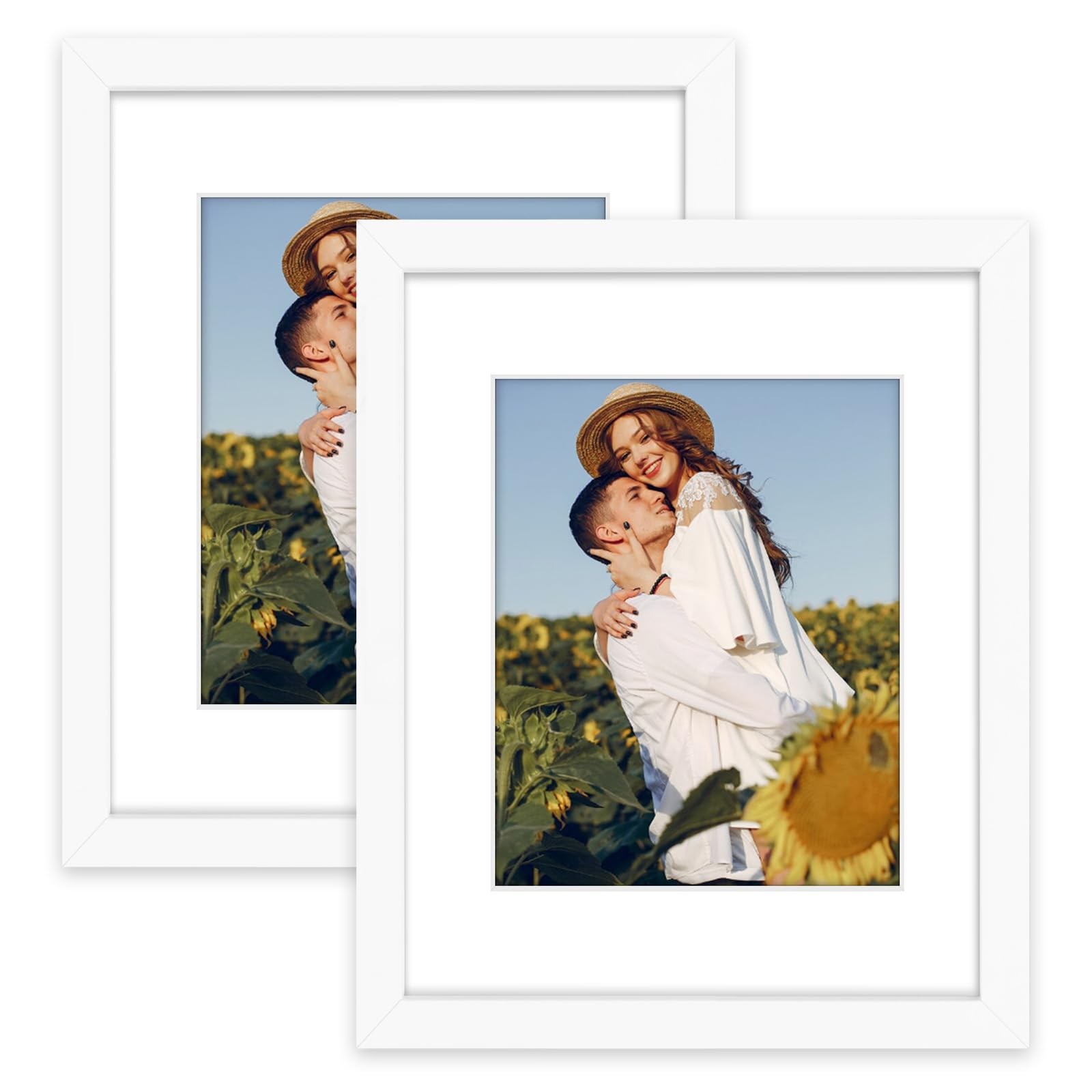 Golden State Art, Set of 2 White Photo Wood Frame 11×14 with 11×14,