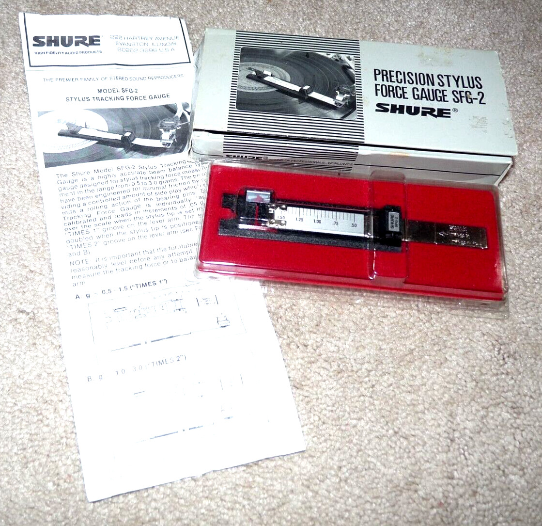 SHURE PRECISION STYLUS FORCE GUAGE MODEL SFG-2 IN ORIGINAL CASE AND BOX