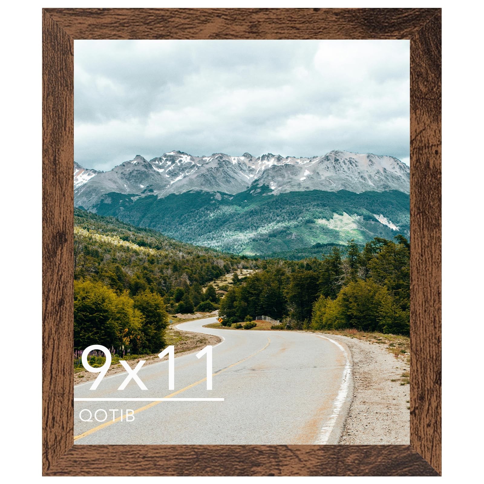 QOTIB 9×11 Picture Frame Deep Brown for Wall Hanging or inch,