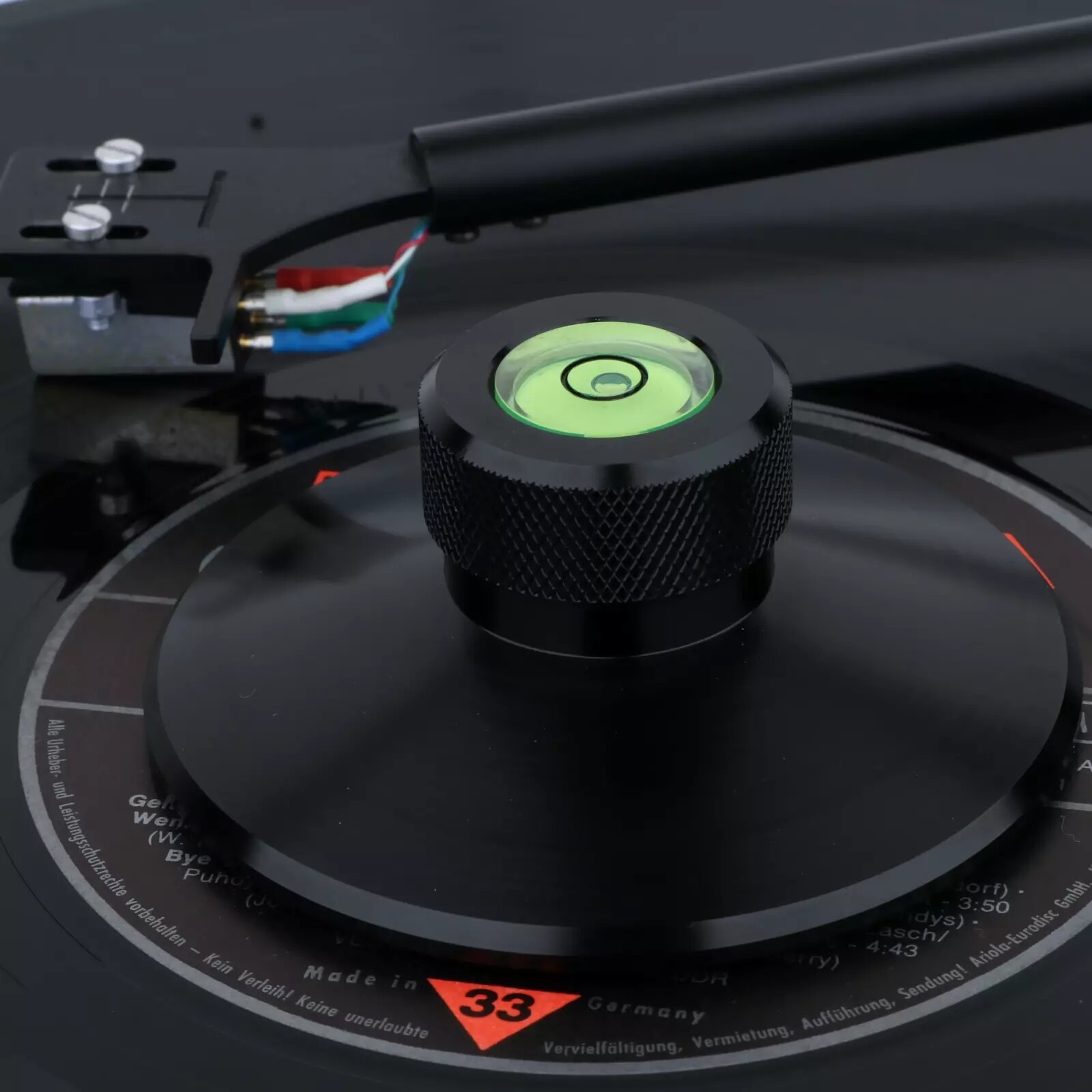 Black Aluminum Turntable Record Weight Clamp Stabilizer With Bubble Level