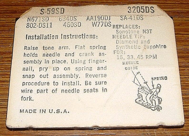 PHONOGRAPH NEEDLE 802-DS73 for SONOTONE N3TA N3TSD, 8643DS AC190 N671sd EV3207DS