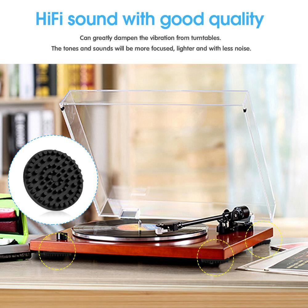 4Pack Rubber Isolation Stand Feet Pads Turntable Record Player Reducer