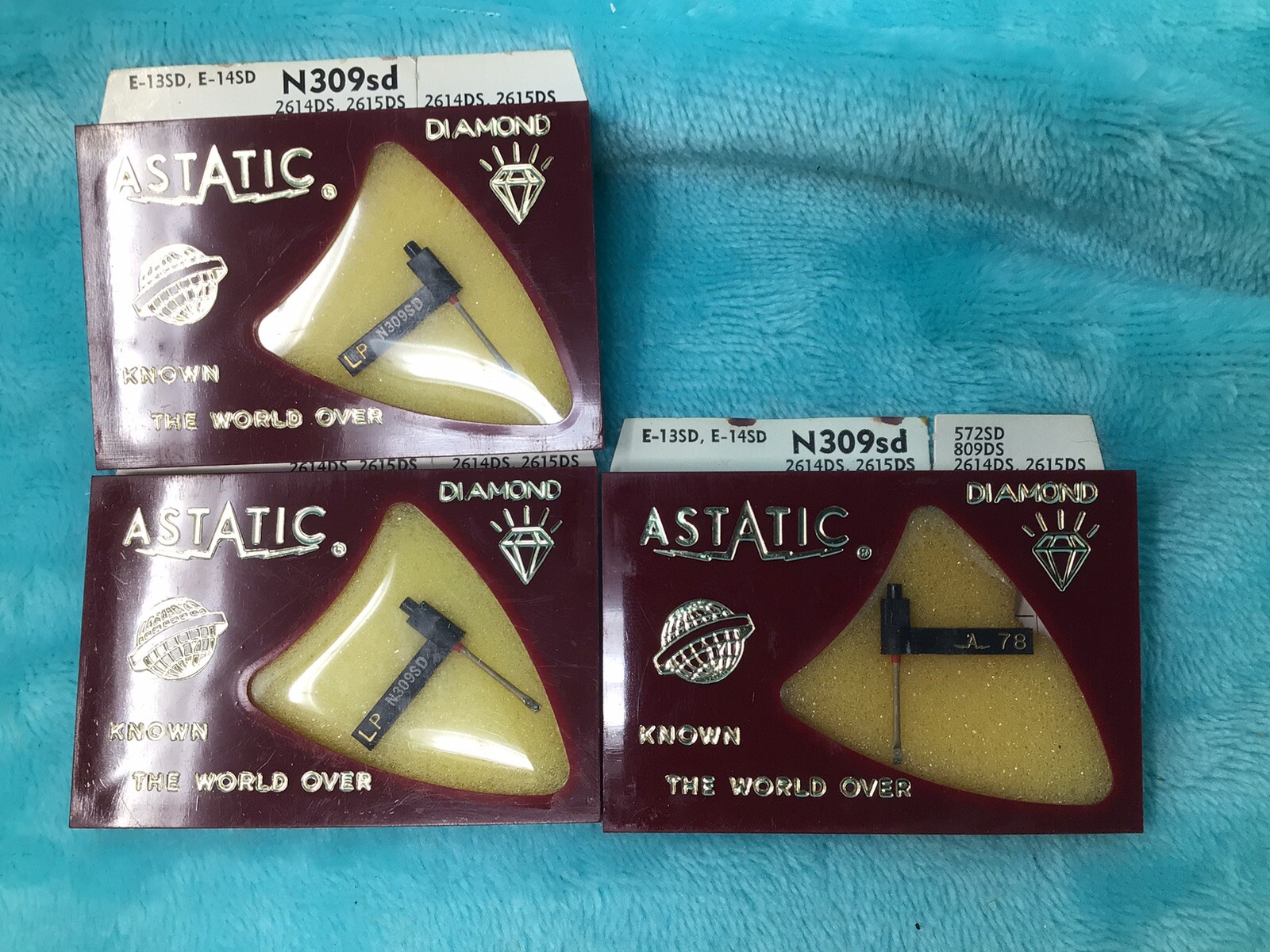 ASTATIC NEEDLE STYLUS N309sd ,EV 37 37D 38 38D 47 47D 72 72D 356-DS13 LOT OF (3)