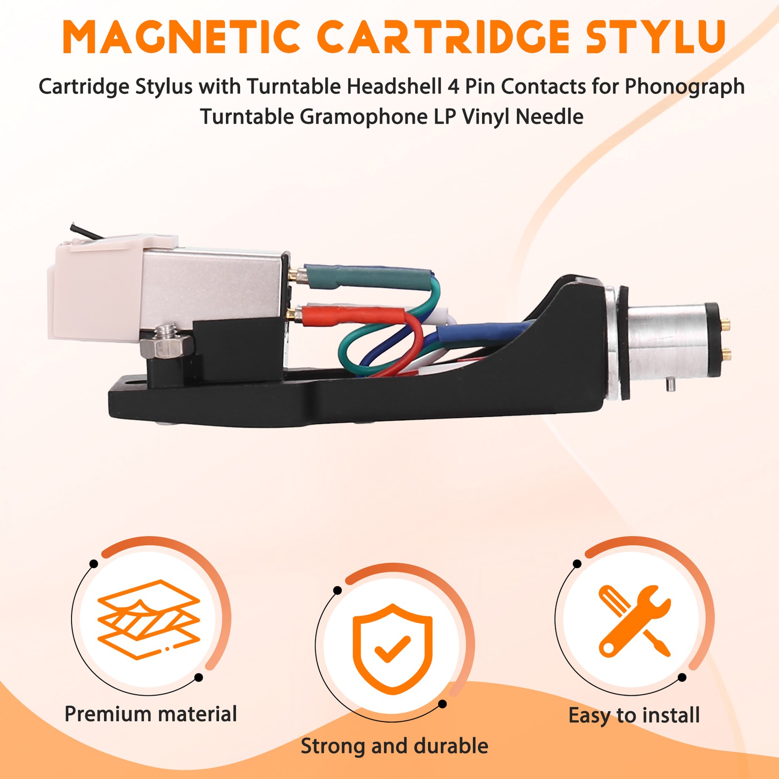 Cartridge with Turntable Headshell 4 Pin for Phonograph Turntable7843