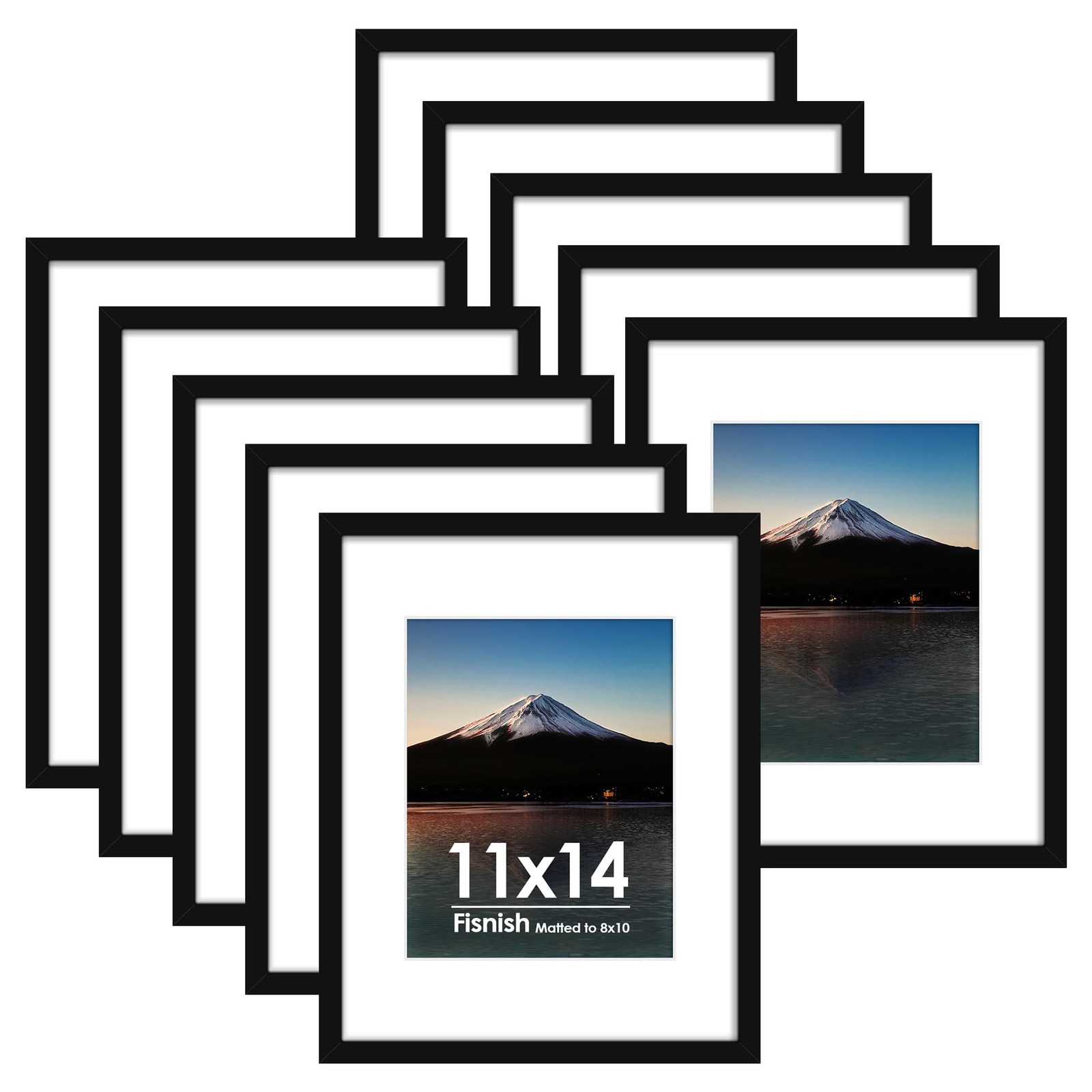 Fisnish 11×14 Picture Frame Sef of 10, Display Pictures 8×10 11×14, Black