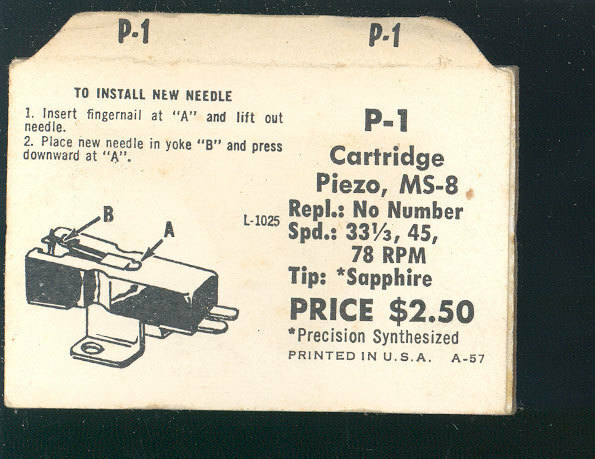Jensen P-1 Piezo, MS-8 Needle – 33 45 78 rpm Sapphire