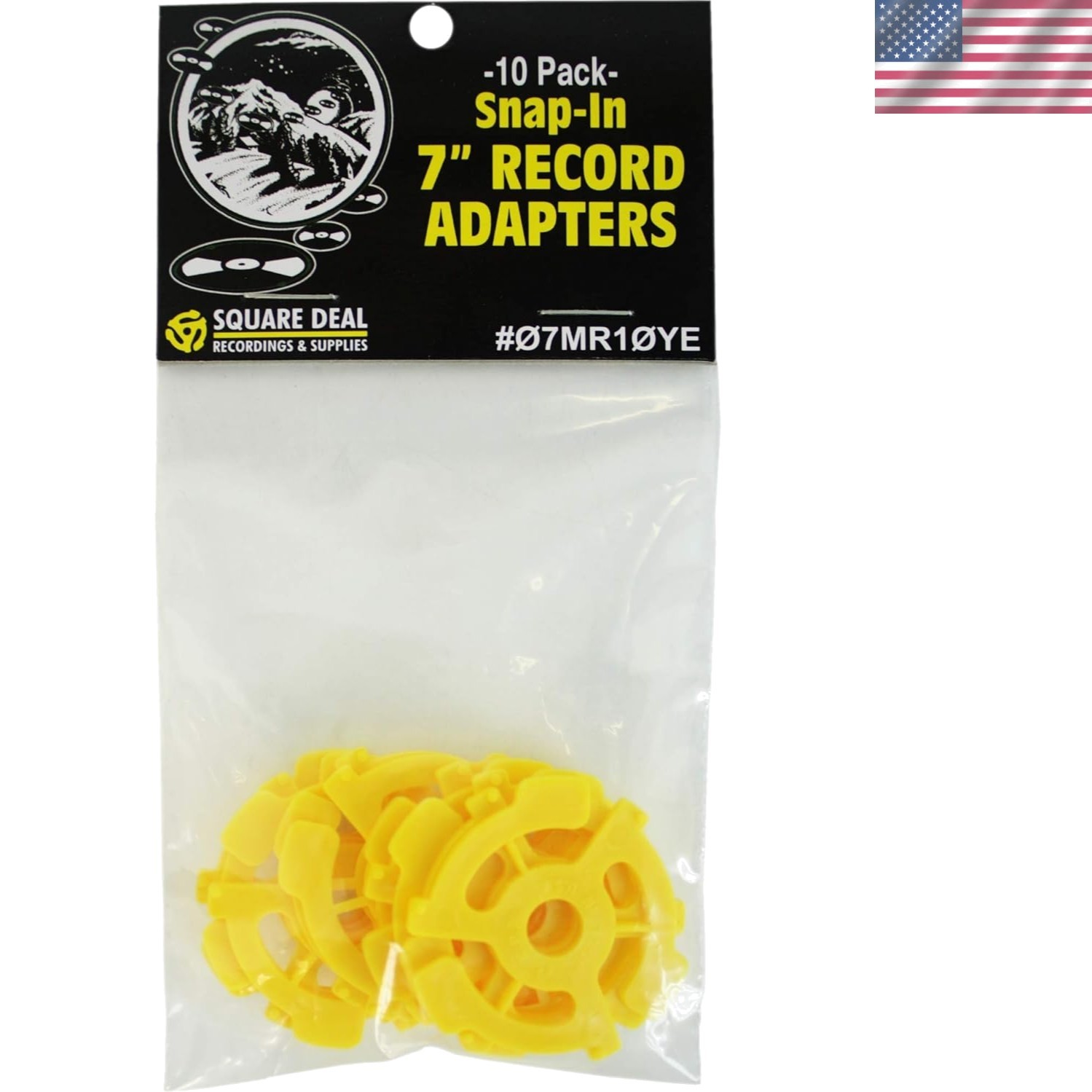 Versatile 10 Yellow Vinyl Record Adapters – Fit 7″ 45 RPM Records Easily
