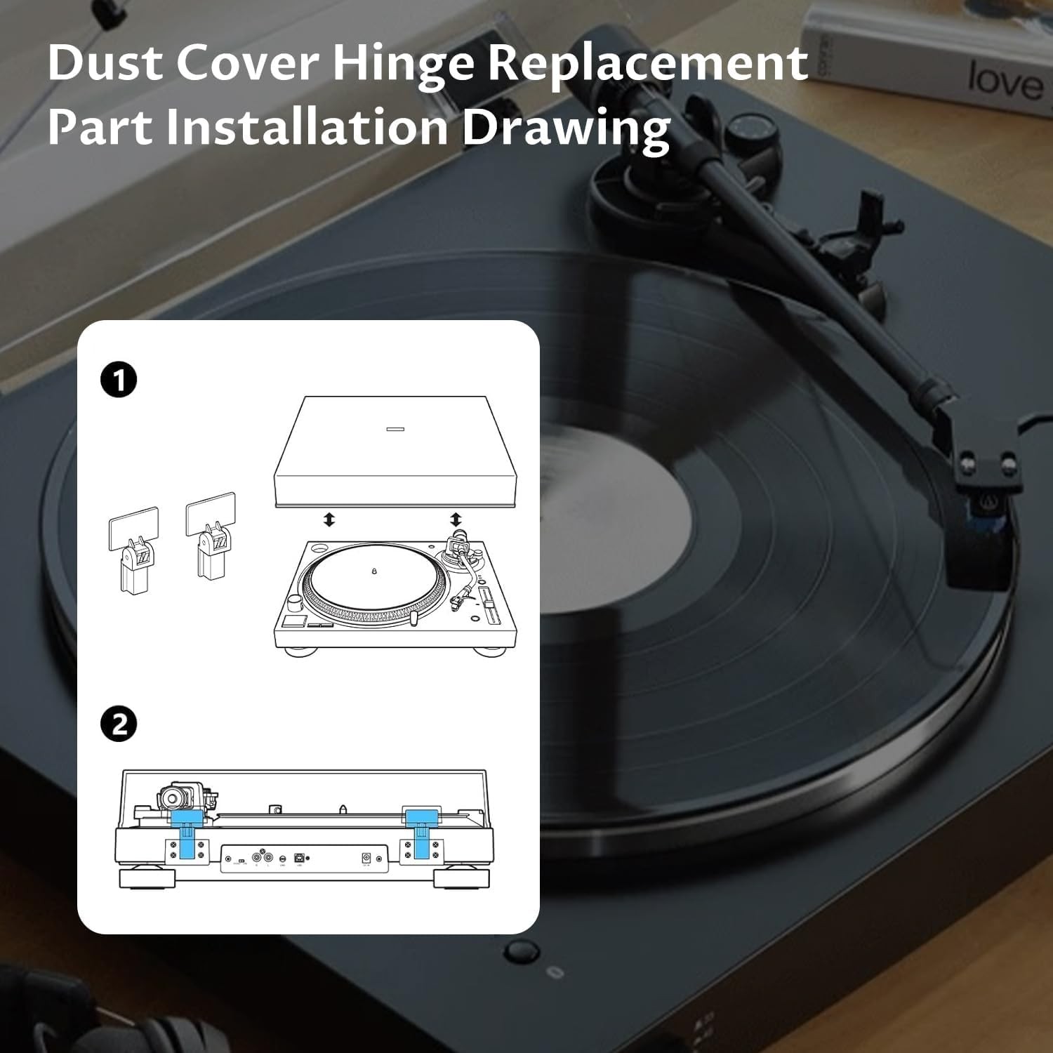 Replacement Hinges for Turntable Dust Cover AT-PL120 AT-LP120 Turntable Hinges