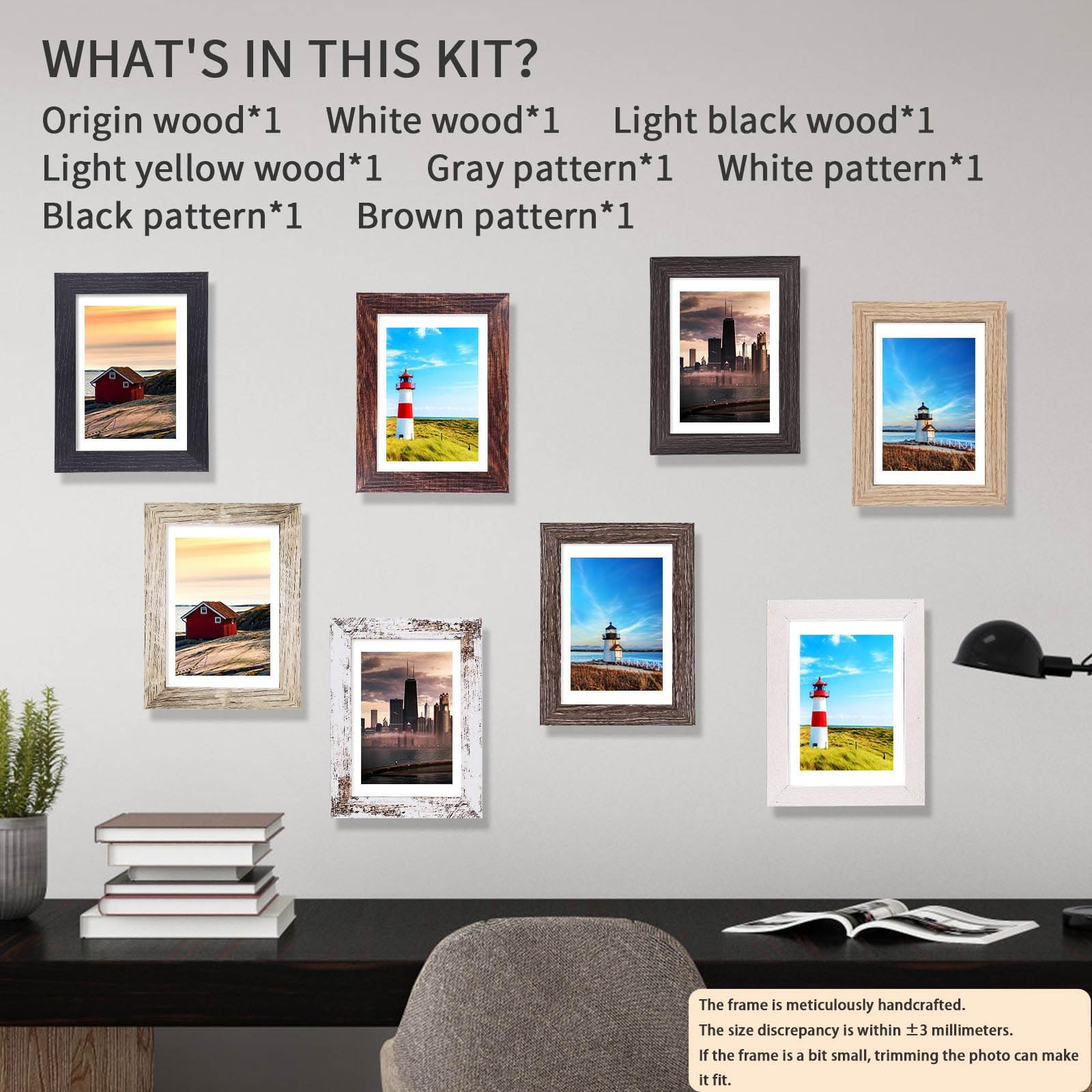 5×7 Picture Frames Set of 8, Rustic Multi 5×7,