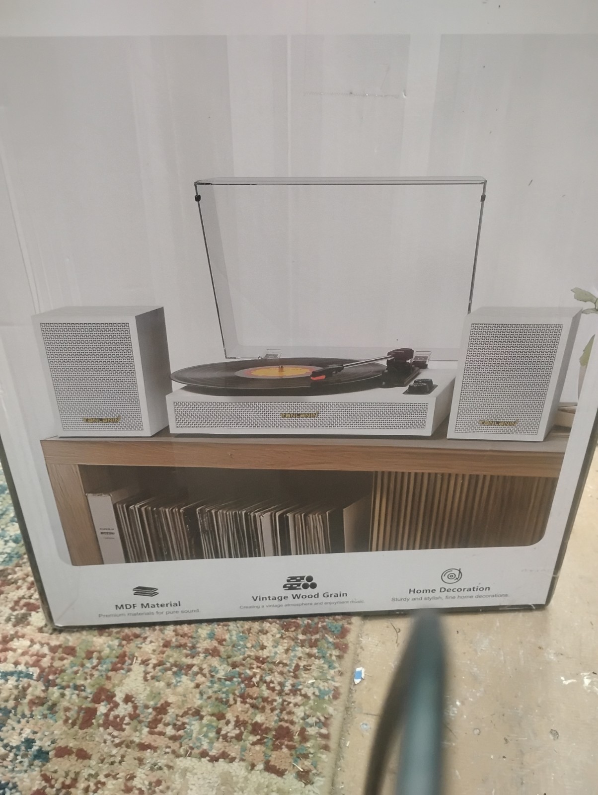 TANLANIN Tone Explorer Turntable w/ Speakers Bluetooth White TE-2028 Open Box