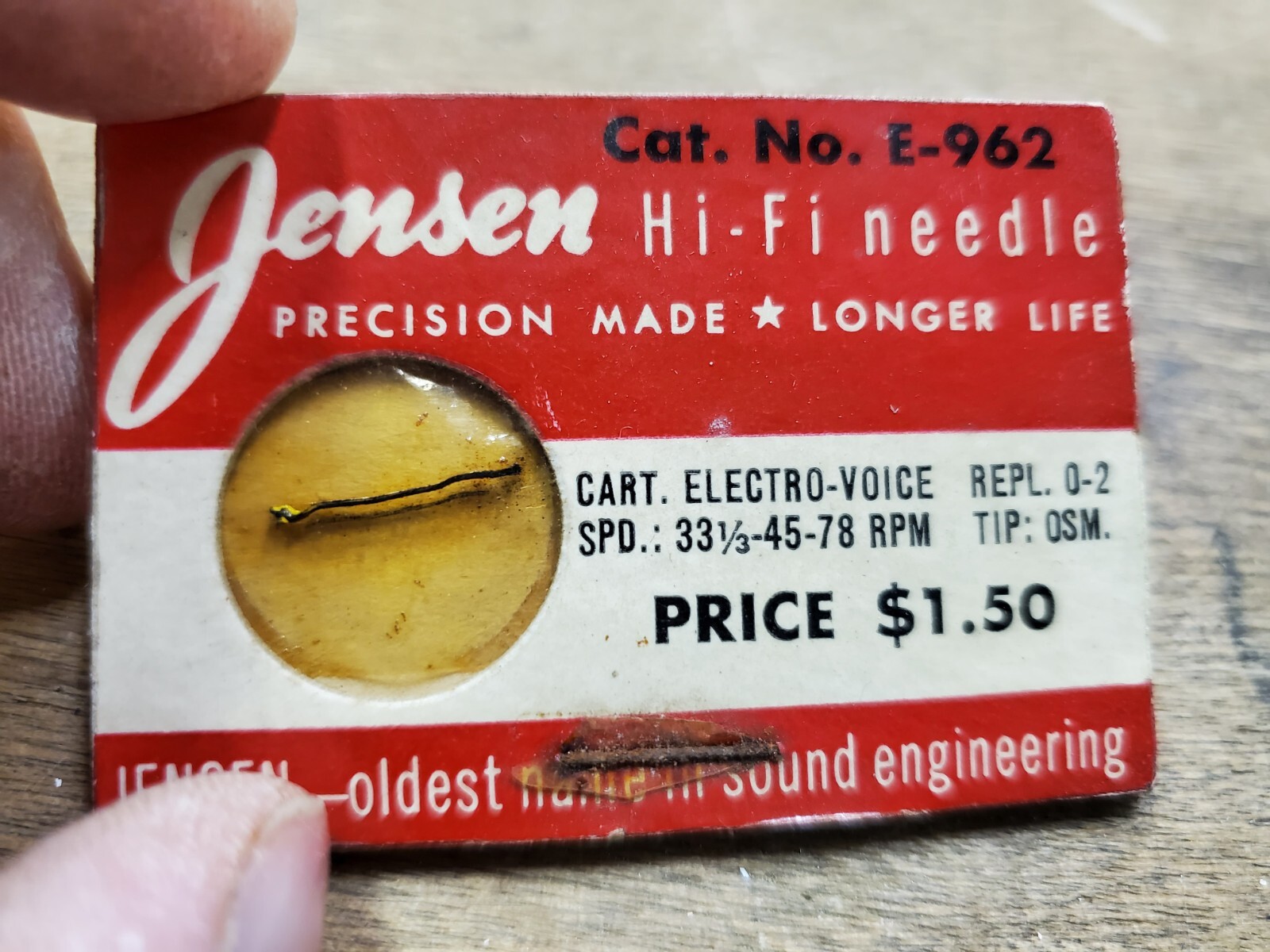 Vintage Jensen E-962 HiFi Needle Stylus for Electro-Voice 0-2 O-2 33/45/78, NOS