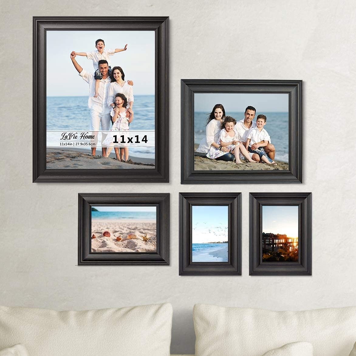 LaVie Home 5×7 Picture Frames (3 Pack, Black Wood Grain) Rustic 5×7,