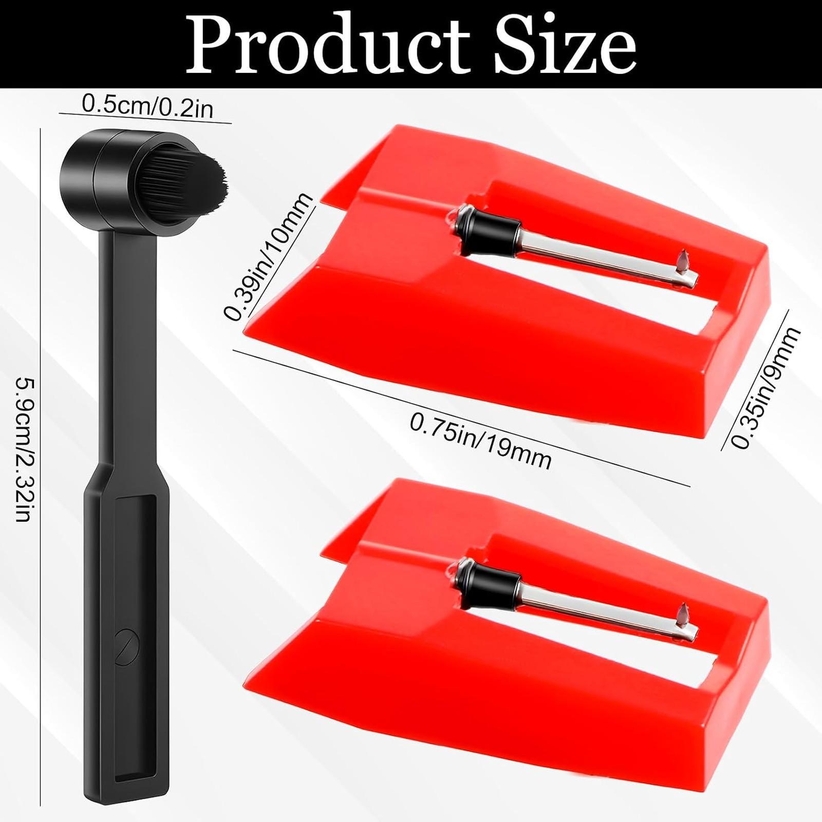 3 Pack Vinyl Record Player Needles with Cleaning Brush, Replacement Turntable