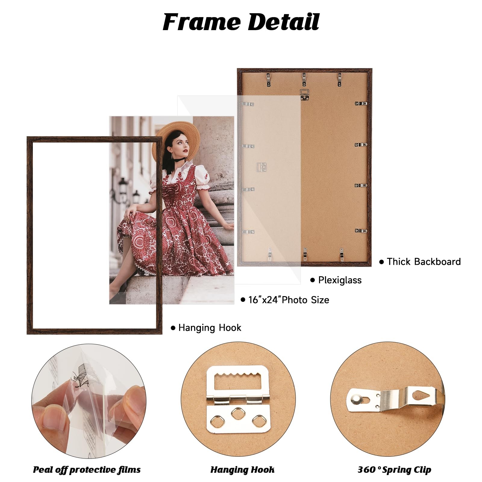 HLiWEGNS Dark Brown 16×24 Frame -Single – Rustic in,
