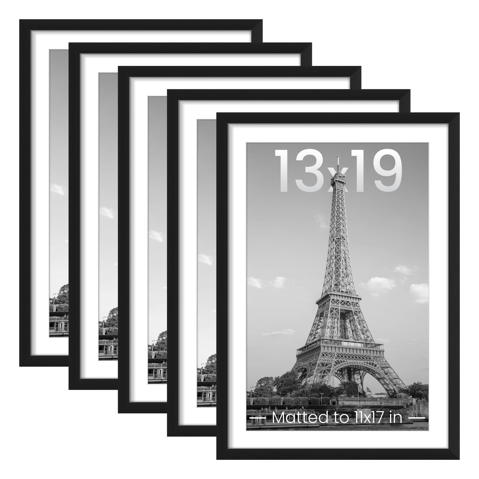 upsimples 13×19 Picture Frame Set of 5, Display Pictures 11×17 13×19, Black