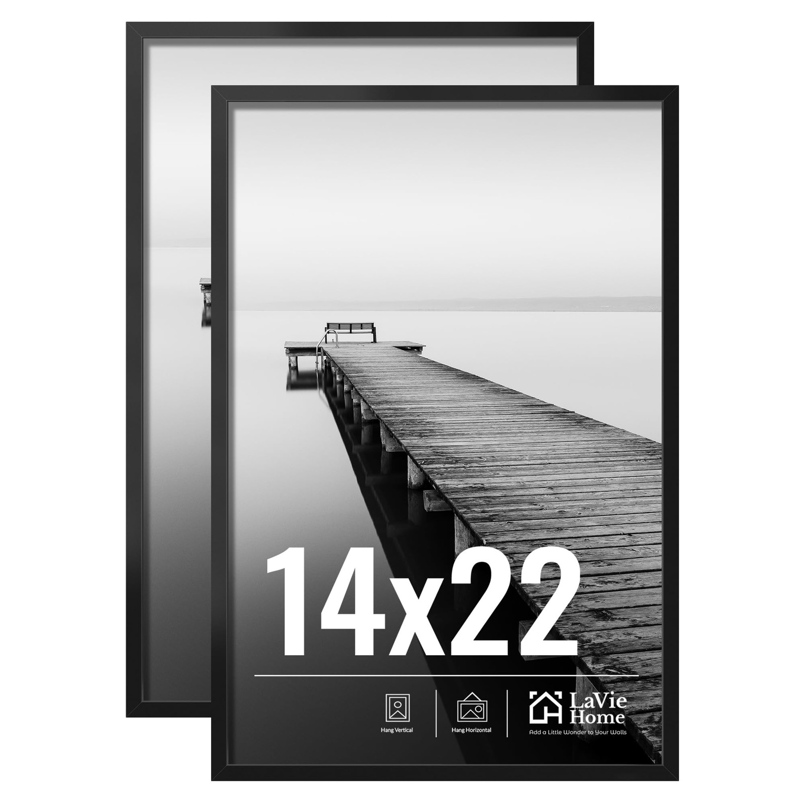 LaVie Home 14×22 Picture Frame 2 pack, Display Pictures 14 x 22 14×22, Black