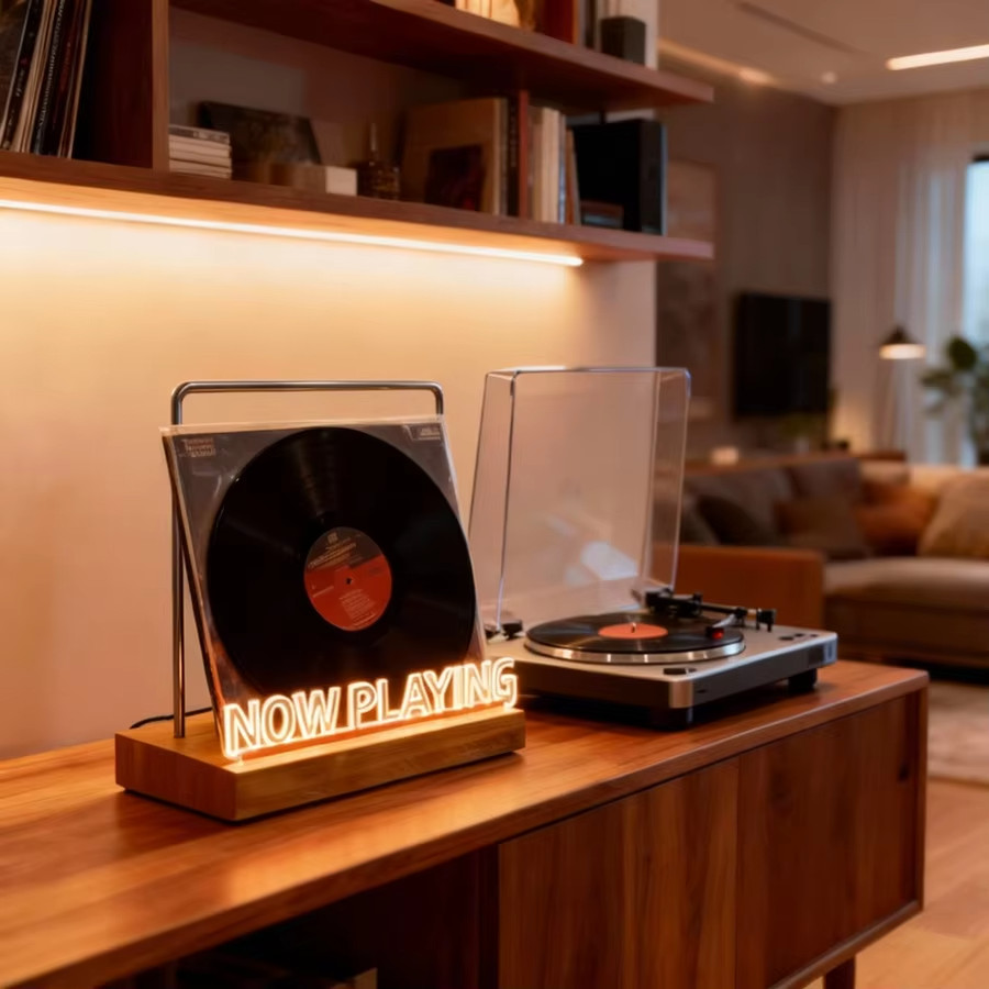 Now Playing Vinyl Record Display Stand Light Up Acrylic Holder (20cm / 7.8in)