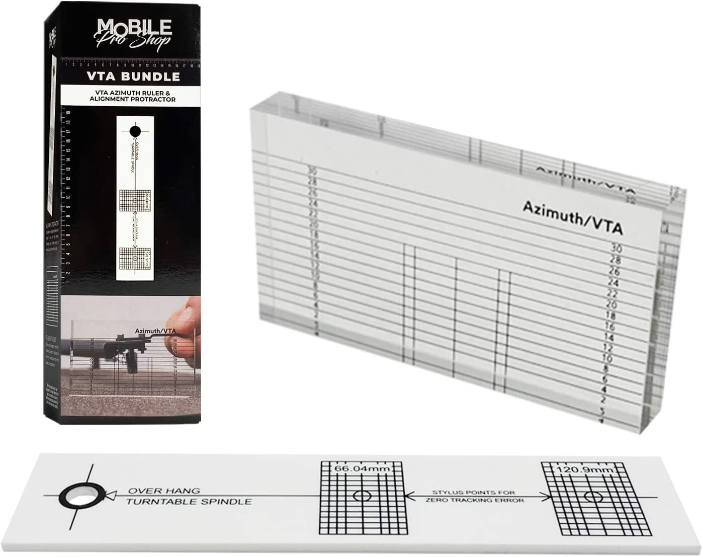 Turntable Azimuth Cartridge VTA Ruler Set with Stylus Alignment Protractor Tool
