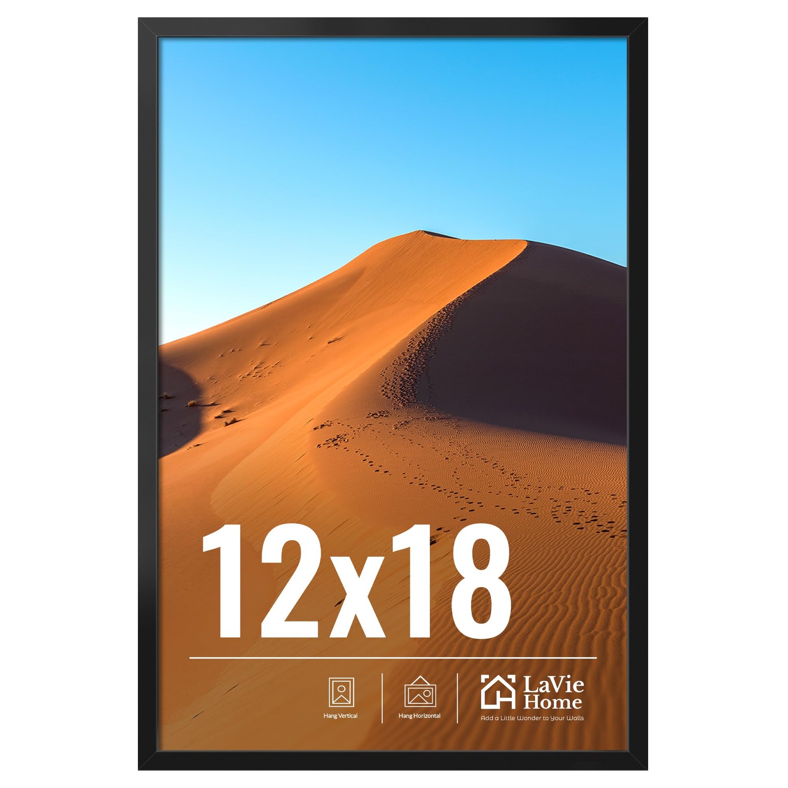 LaVie Home 12×18 Picture Frame for Wall Display, Black 12×18,