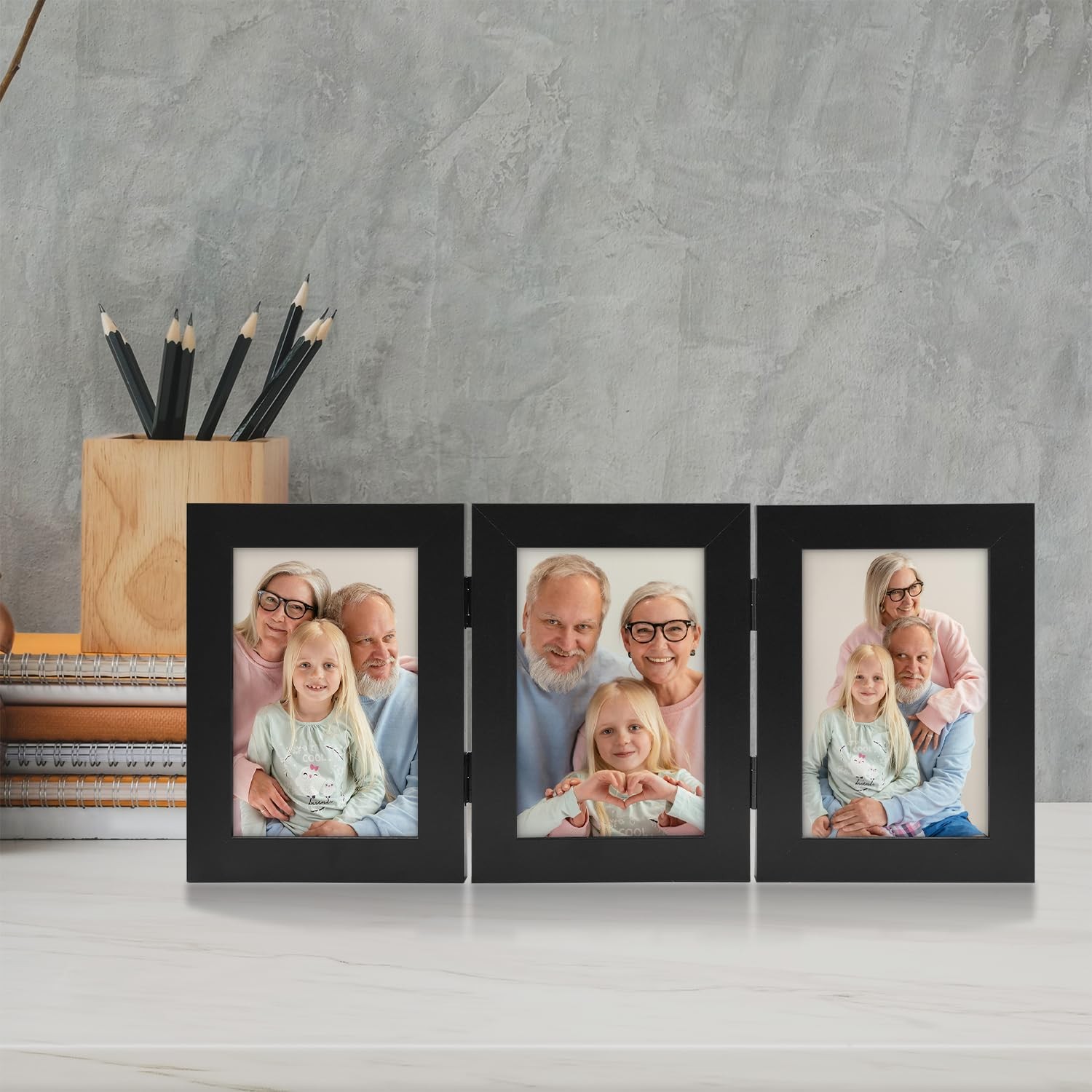 Frametory, 4×6 Triple Picture Frames 3 Photo (1-Pack), Black