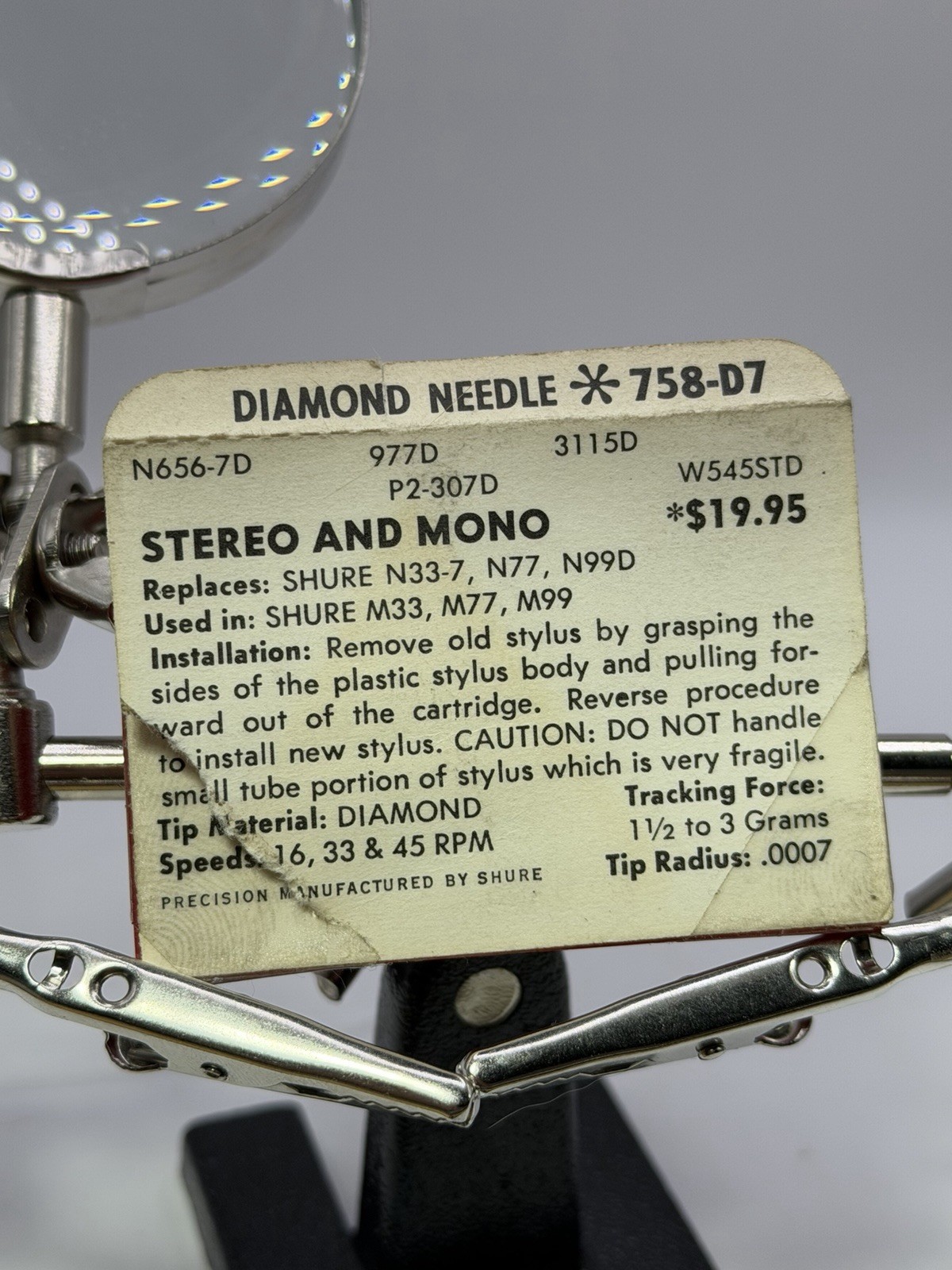 Genuine SHURE N33-7 Diamond Stylus Needle M33 M77 M99 Pfanstiehl 758-D7