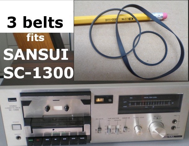 THREE BELTS FITS SANSUI SC-1300 CASSETTE PLAYER (3 NEW BELTS)!